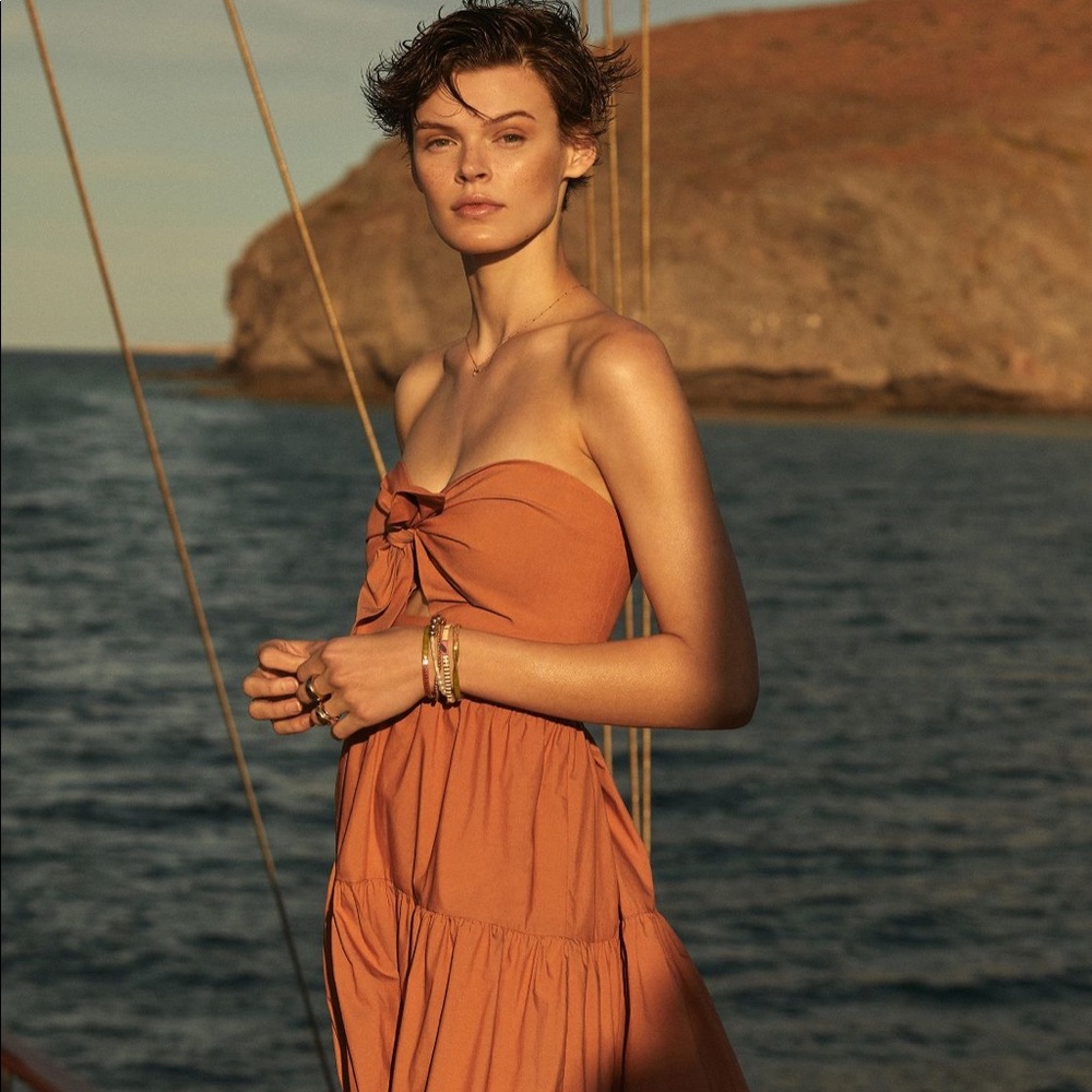Dark Orange Anthro dress w/ adjustable bow. WORN ONCE